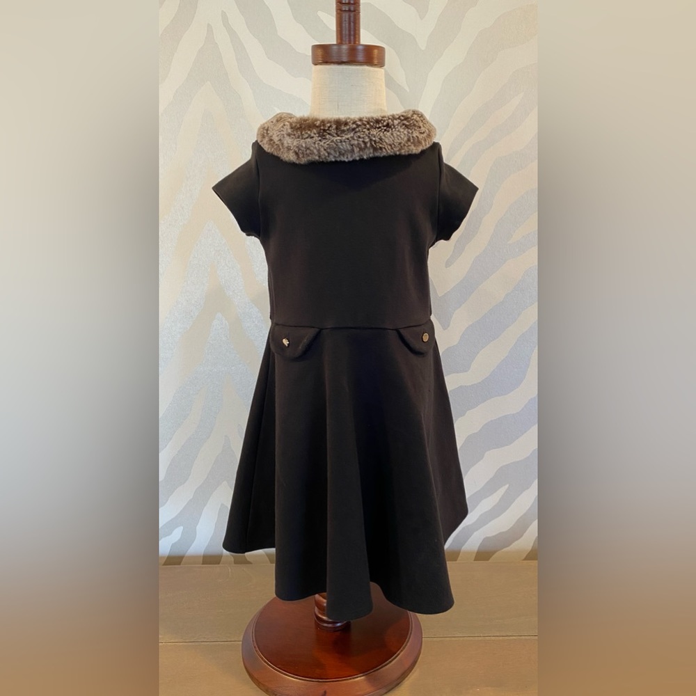 Hope & Henry Fur collar knit dress